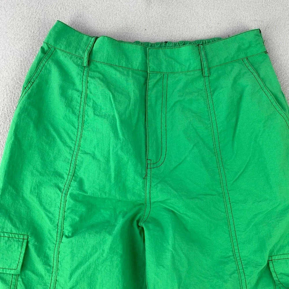 Love Tree Parachute Cargo Pants Womens Medium Green Streetwear Nylon Y2K Baggy - Picture 3 of 11